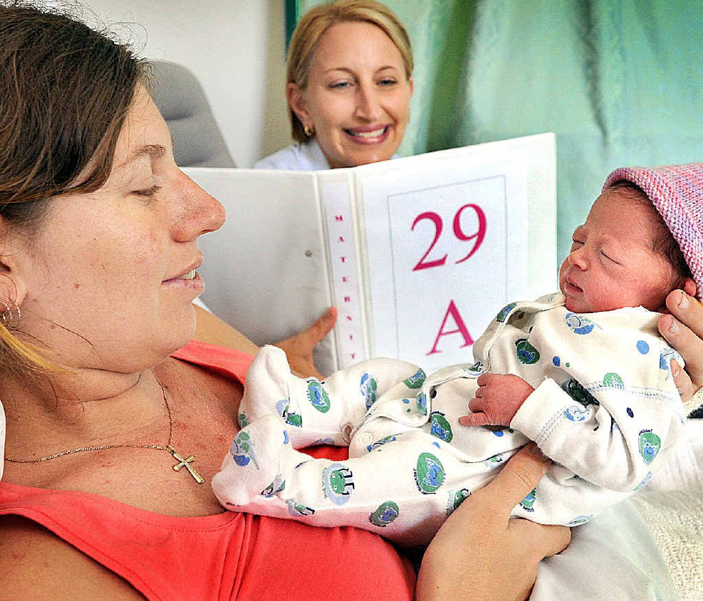 Leaping for joy at baby birth